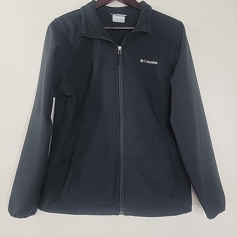 Columbia Women's Full Zip Softshell Jacket Size‎ L Black Fleece Lined Windproof